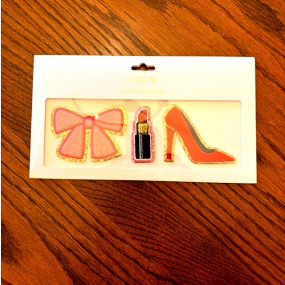 J Crew Makeup Sticker Patches Set-of-Three Belvedere Red Heels Bow Lipstick